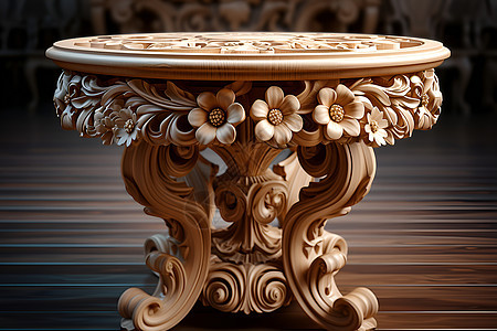 木头雕刻的艺术桌子背景图片