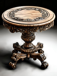 精美雕刻的木桌设计背景图片