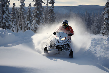 山间骑着雪摩托的男人背景图片