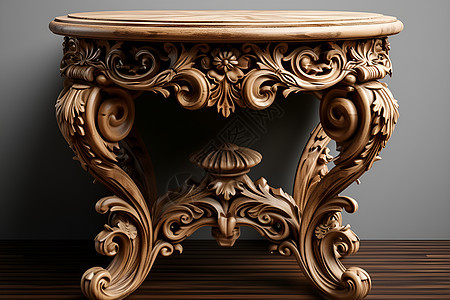 雕刻精美的木桌背景图片