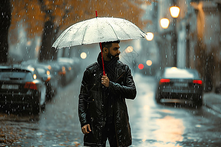 雨中撑伞的人背景图片