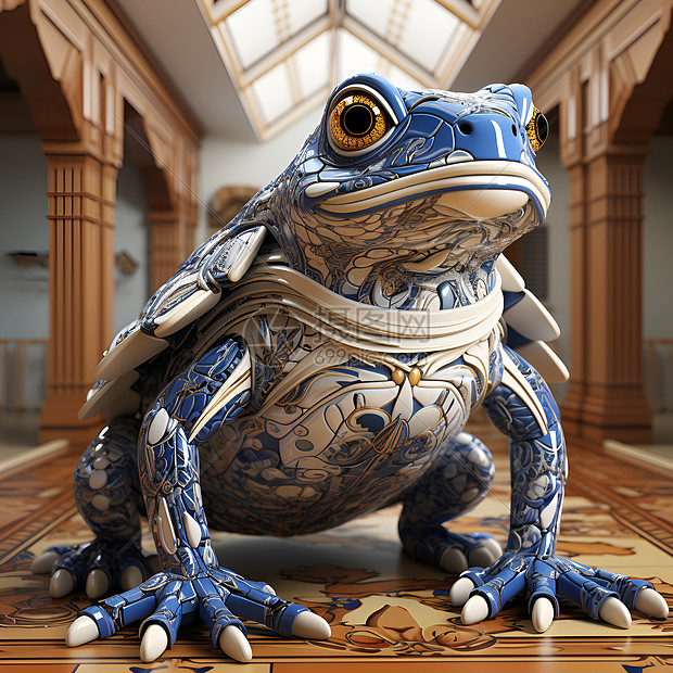 3D剪纸艺术的青蛙陶瓷艺术品图片
