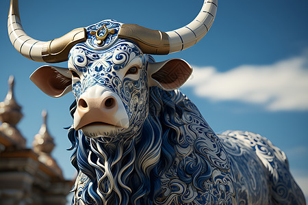 奇幻的公牛雕塑插图图片