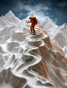 滑雪者穿越雪地图片