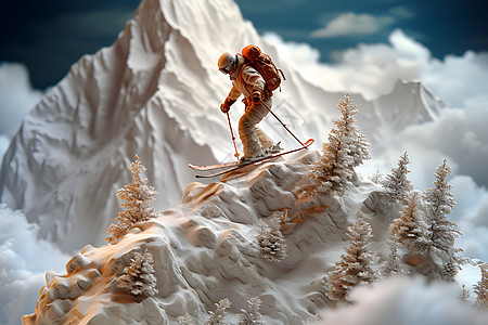 雪山滑雪的人图片
