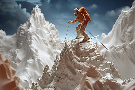 山上的滑雪者图片