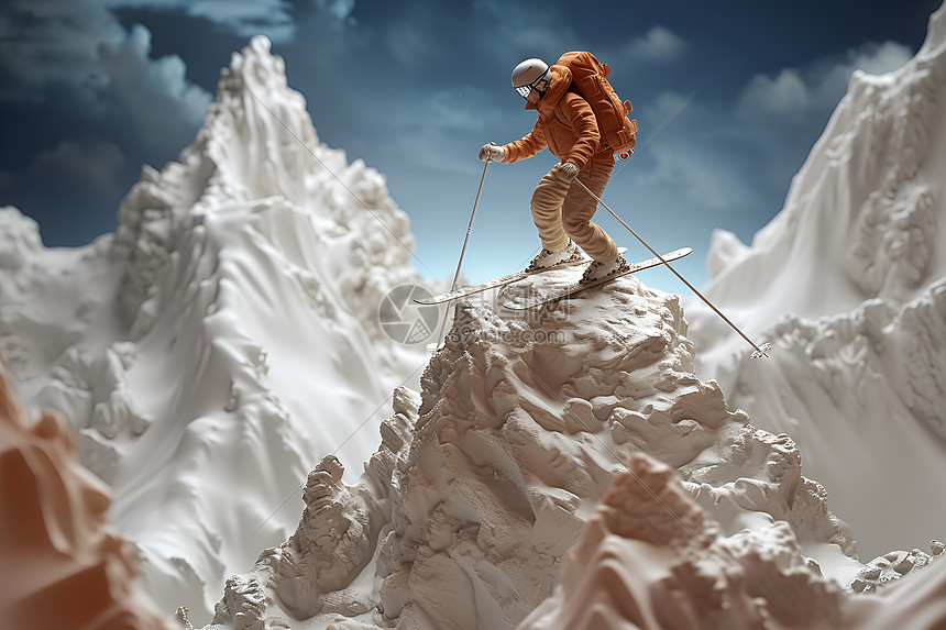 山上的滑雪者图片