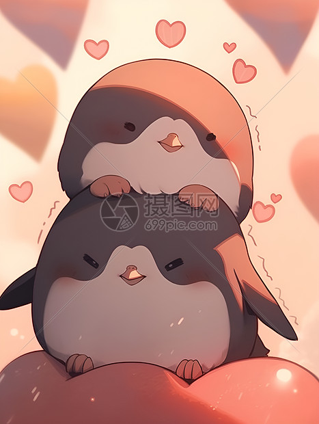 可爱梦幻的企鹅情侣图片
