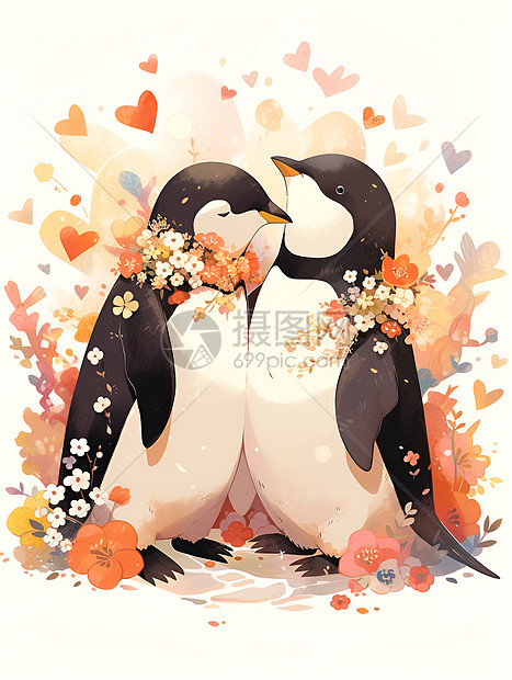 浪漫相会的企鹅之恋图片