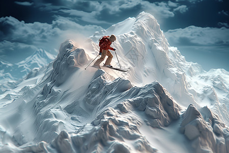 雪山上的滑雪运动员图片
