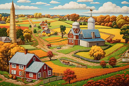 丰饶色彩的农场高清图片