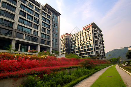 风景优美的现代化房屋住宅园区背景图片