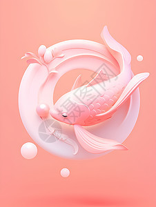 粉色的小鲤鱼背景图片