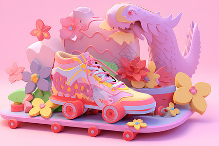 糖果色龙鞋滑板图片