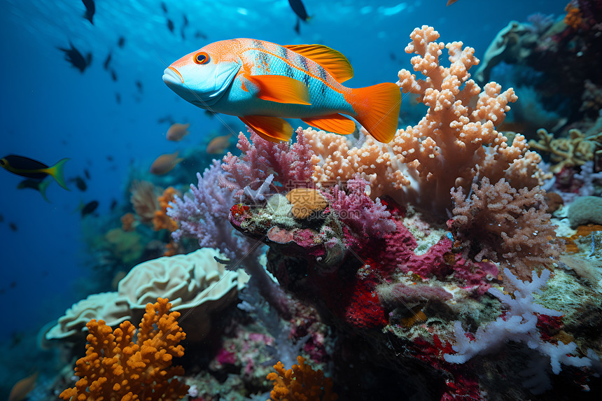 海底彩色珊瑚礁图片