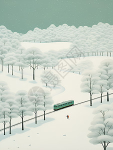 雪地中行驶的火车图片