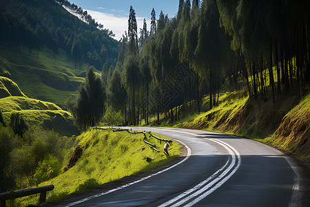 山脉间的道路图片