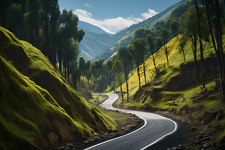 山脉间的公路图片