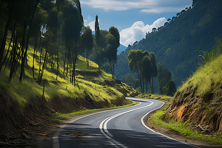 山间树林山间的交通公路背景