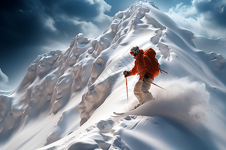雪山化滑雪者图片