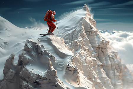 白雪中的滑雪者图片