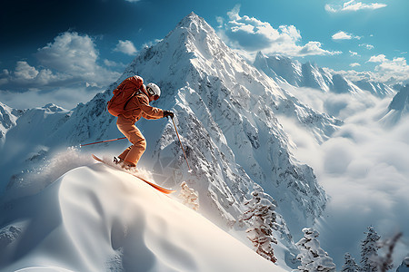 雪地的滑雪者图片