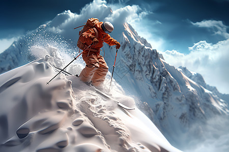 滑雪者山顶图片