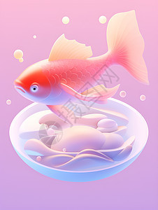 粉色背景的金鱼图片