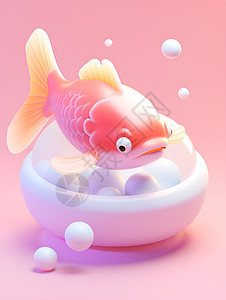 粉色世界中的可爱游鱼图片