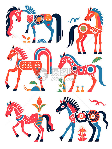 十二生肖的马匹形象图标图片