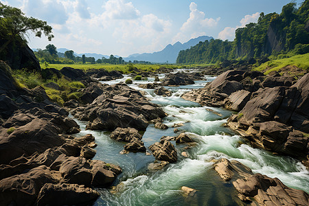 流水小溪小溪流水美景背景