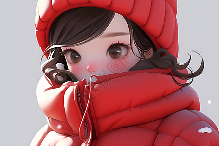 冬天里的小女孩图片