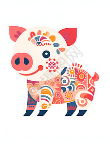 创意艺术的猪形象图标插图图片