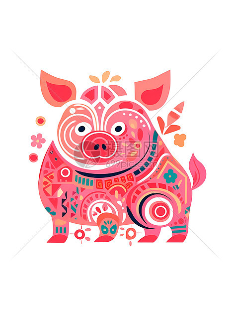 十二生肖的猪形象图标插图图片