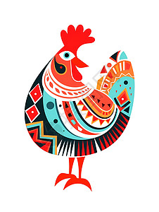 神秘多彩的鸡形象插图图片