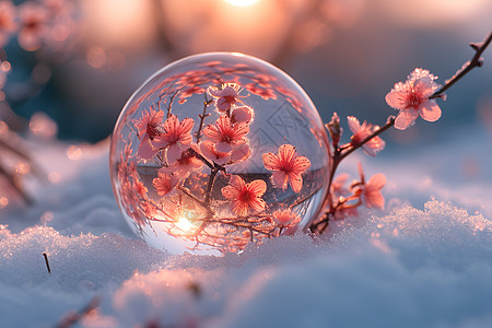 冬日梅花冬日里的水晶球设计图片