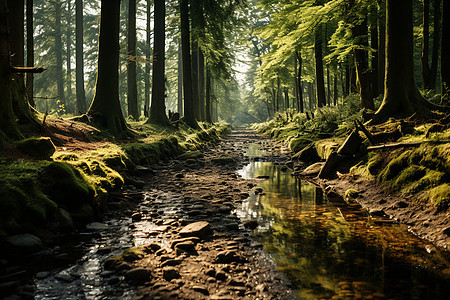 雨后的夏季森林背景图片
