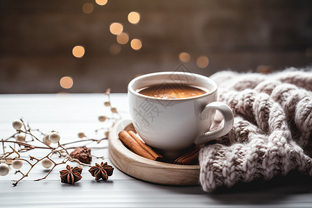 温暖冬日的咖啡图片