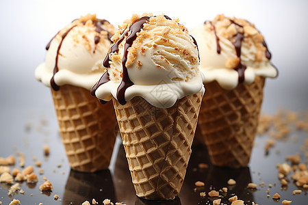 美味诱人的巧克力香草冰淇淋图片