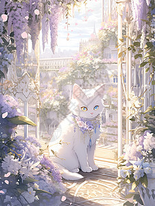 优雅白猫的花园冒险图片