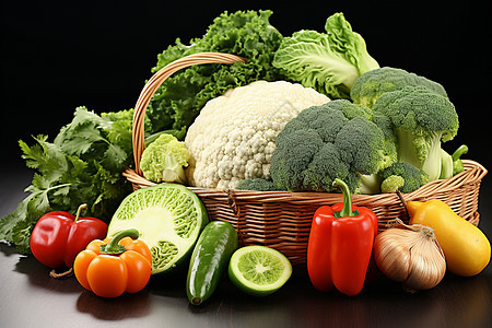 绿色的健康蔬菜篮子图片