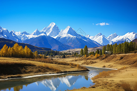 草地插画山水之间的小河背景