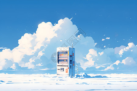 冰雪中的贩卖机背景图片