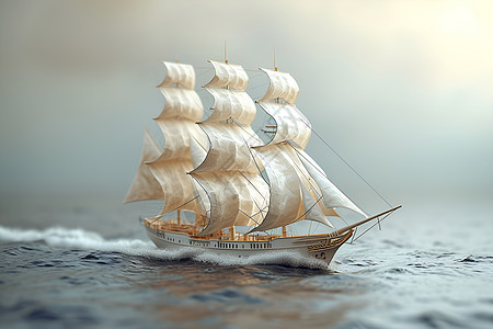 海洋中行驶的帆船背景图片