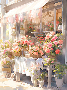 花朵绽放的花店图片