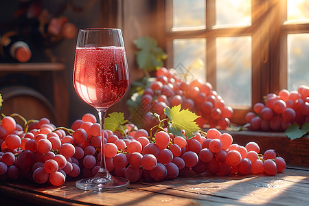 葡萄和美酒背景图片