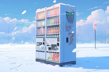 冰雪世界中的售货机图片