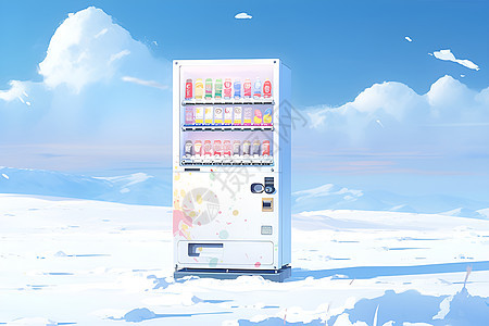 雪地里的售货机图片