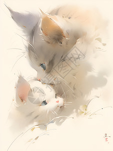 双线绘画中的猫咪之舞图片