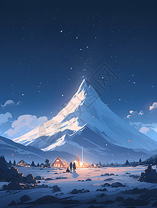 雪山下的景色背景图片